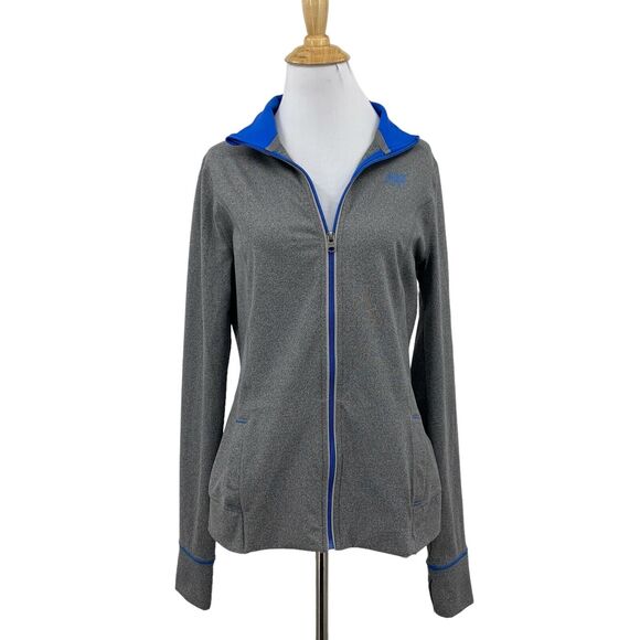 Abercrombie Jacket Women L Large Gray Heather Full Zip Mock Neck Thumbhole Run - Picture 1 of 16